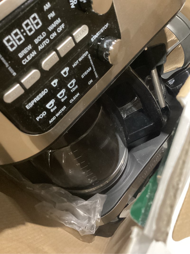 Condition photo showing As Is for cuisinart coffee center barista bar 4-in-1 coffee maker, single-serve pods compatible, coffeemaker, three brewing sizes, ss-4n1nas, black black 12-cup