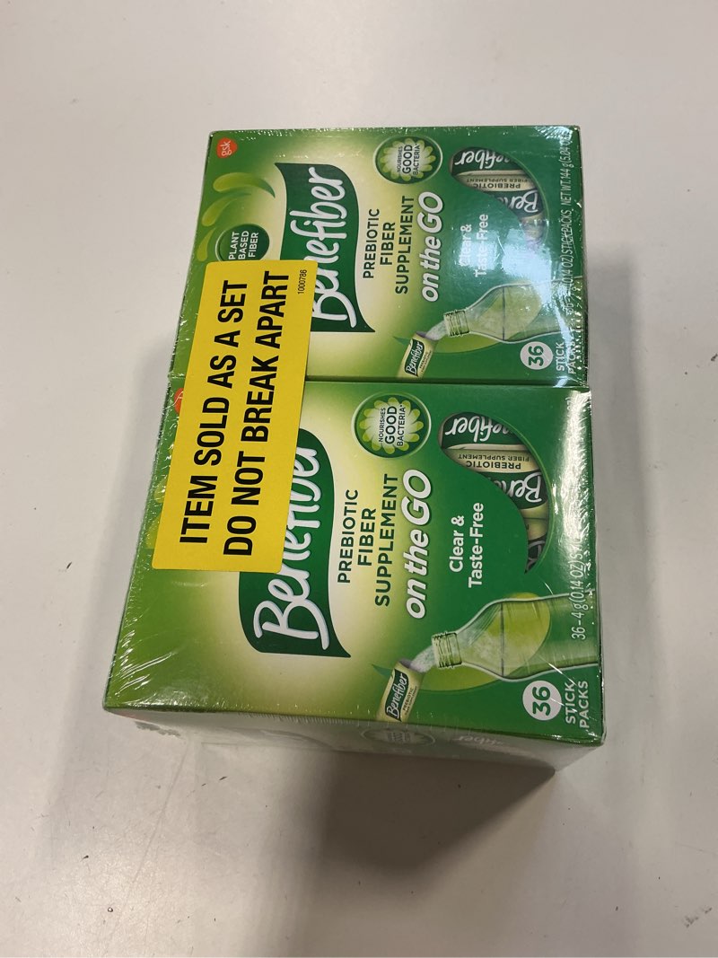 Condition photo showing New/Like New for (Exp:03/2026) Benefiber On The Go Prebiotic Fiber Supplement Powder for Digestive Health, Daily Fiber, Unflavored Stick Packs - 36 Sticks (Pack of 2) 36 Count (Pack of 2)