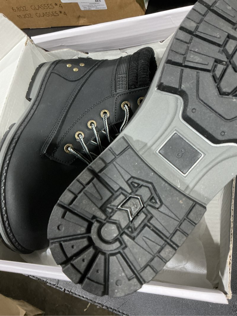 Condition photo showing New/Like New for Athlefit Women's Work Waterproof Hiking Combat Boots Lace up Low Heel Booties Ankle Boots 8 Black