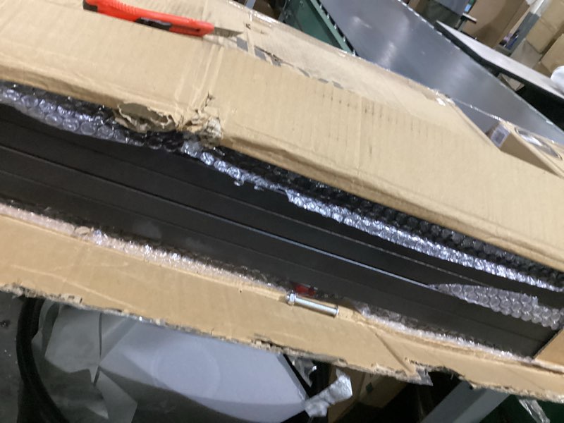 Condition photo showing As Is for 2 gridwall panels | 5 ft tall x 2 ft wide portable display stand for vendor events with caster wheels | heavy duty grid wall with 16 hooks included | gridwall panel display stand for easy assembly