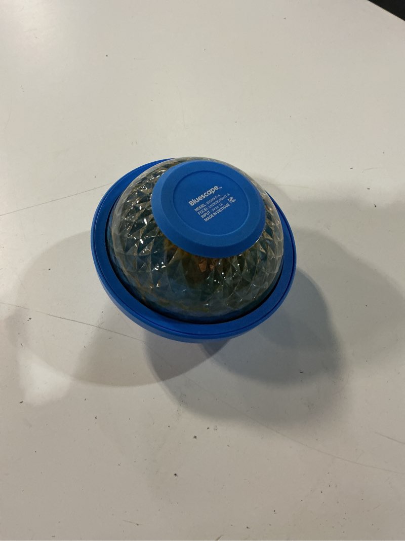Condition photo showing As Is for bluescape floating bluetooth speaker – ipx7 waterproof, led light show, fm radio, 6-hr playtime, true wireless stereo, for hot tubs, pools & beach