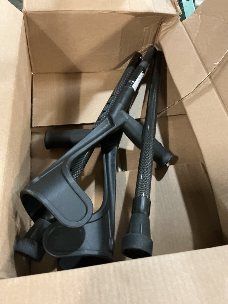 Condition photo showing As Is for kmina foldable forearm crutches of carbon fiber (x2 units), open cuff, lightweight, folding crutches, made in europe, pro model