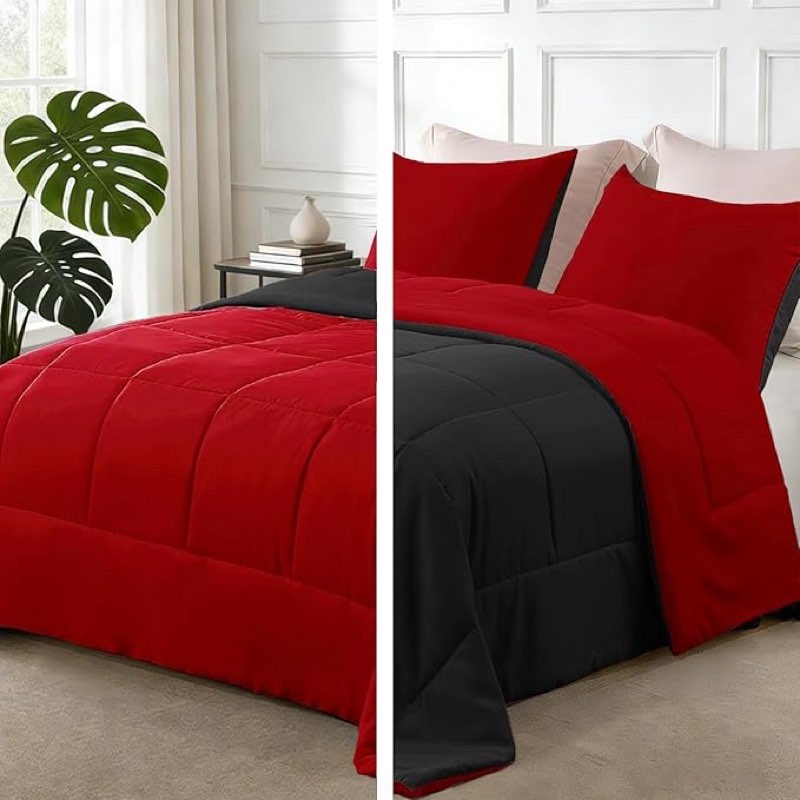 exclusivo mezcla lightweight reversible twin size comforter set, down alternative comforter with 1 p