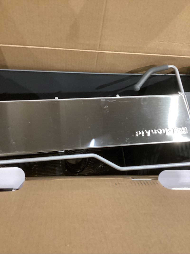 Condition photo showing As Is for KitchenAid Large Capacity Full Size Rust Resistant Dish Rack with Angled Drain Board and Removable Flatware Caddy, Light Grey Gray Full Size