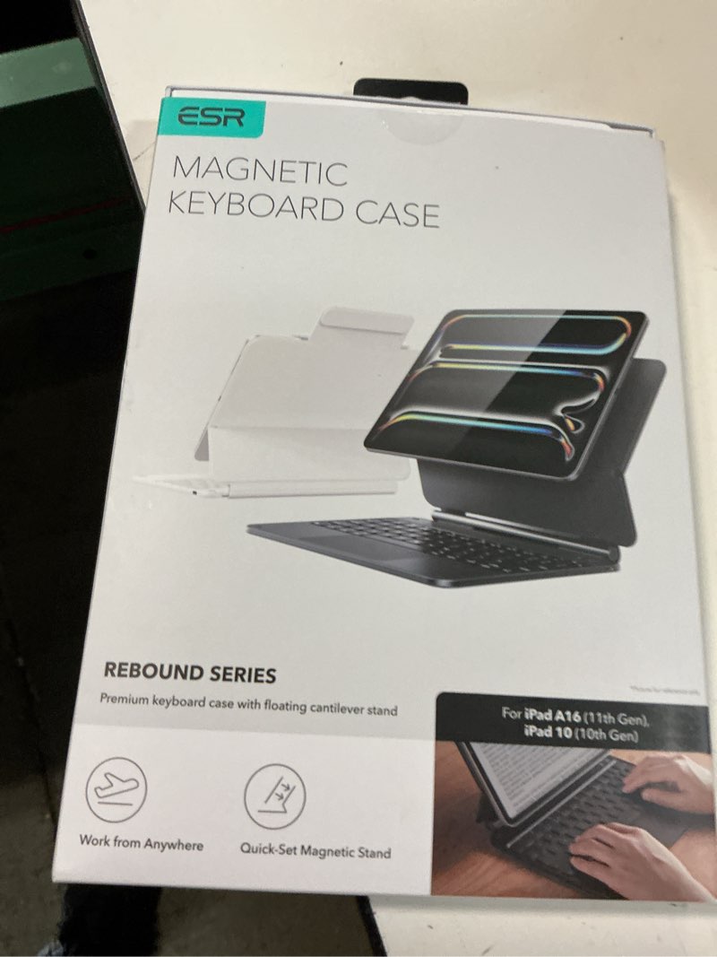 Condition photo showing New/Like New for esr ipad keyboard 10th generation, magic keyboard case for ipad 10th generation (2022), keyboard case with floating cantilever stand, springy backlit keys, multi-touch trackpad, white
