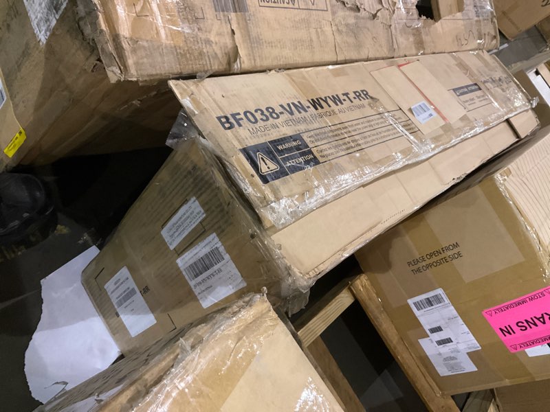 Condition photo showing As Is for Rolanstar Twin Bed Frame with 4 Storage Drawers, Charging Station and LED Lights, Metal Platform Bed with 2-Tier Storage Headboard, No Box Spring Needed, Easy Assembly, Noise-Free, Rustic Brown Rustic Brown Twin