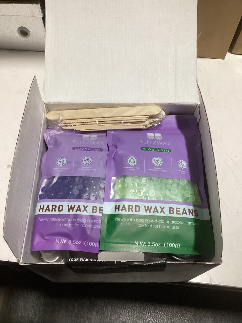 Condition photo showing Good Condition for BLITZWAX Brazilian and Bikini Waxing Kit for Women, Hard Wax Warmer for Face, Legs and Body, At Home Hair Removal Kit, Beginner Friendly, Quick Heating, Pink and Blue Gradient Color Pink-Blue