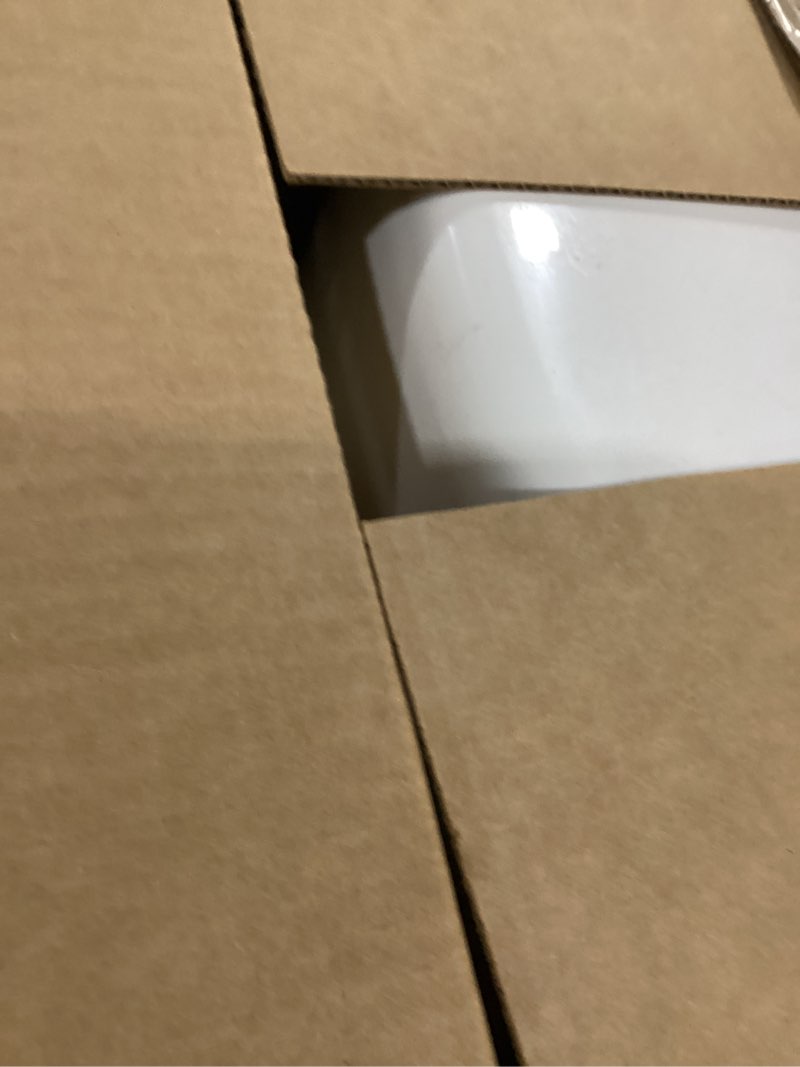 Condition photo showing As Is for IRIS USA Cat Litter Box, Large Top Entry with Litter Catching Lid and Scoop, Dog Proof, Cat Box Enclosure, Beige/White Top Entry White/Beige