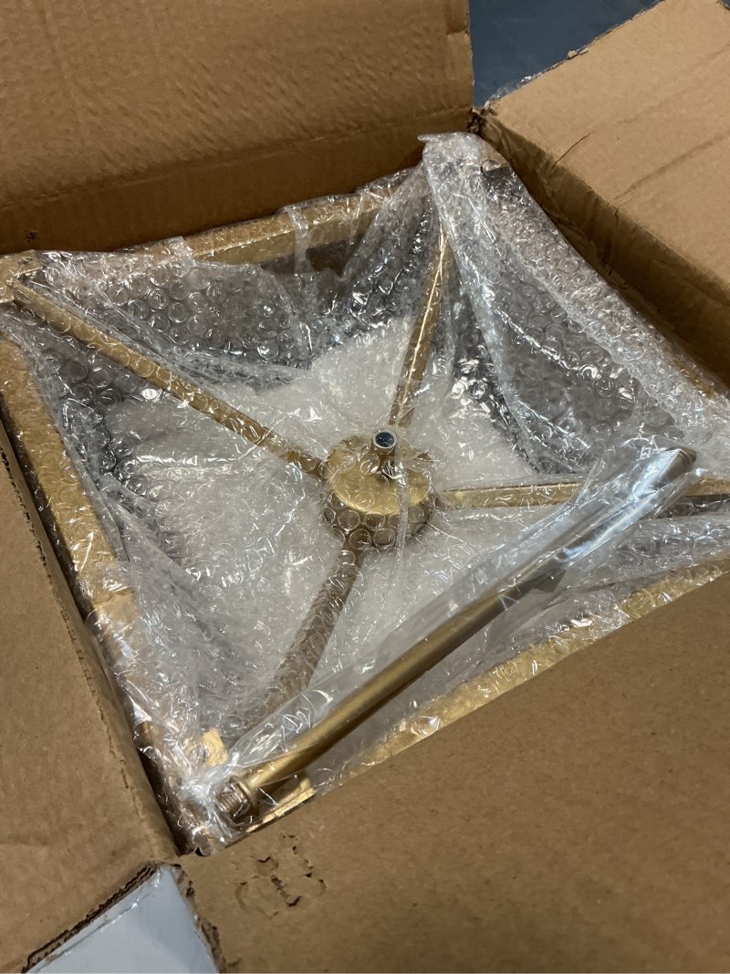 Condition photo showing Good Condition for amzasa ul listed black industrial 4 light lantern chandelier ceiling light fixtures farmhouse metal cage rustic geometric pendant light for kitchen island entryway dining room stairs and hallway black2