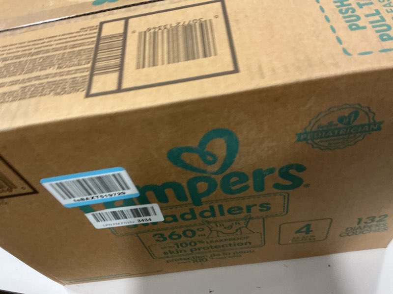Condition photo showing New/Like New for Pampers Diapers - Swaddlers 360° - Size 4, 132 Count, up to 100% Leakproof Comfy Dry Fit, Designed for Easy Changes, Pull On Baby Diaper (Packaging May Vary) Size 4 132