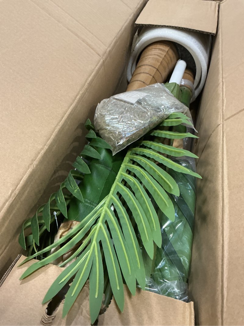 mctybb artificial fake palm tree 6ft 1pack with white planter & free moss, uv resistant artificial p