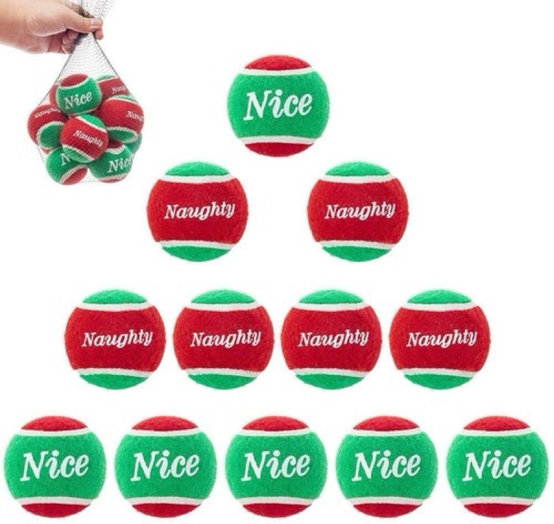 SCIROKKO Tennis Balls for Dogs - Squeaky Bouncy Ball Toys 2.5 inches 12 Pack for Indoor Playing and Outdoor Interactive Fetch Training