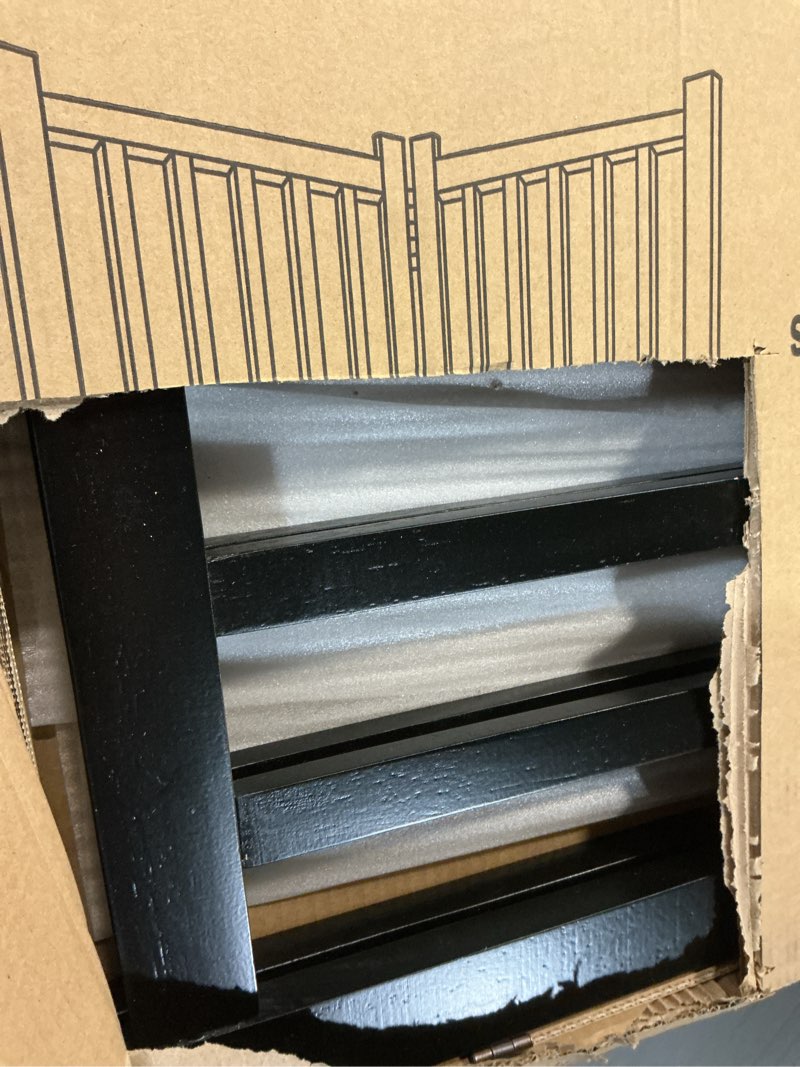 Condition photo showing Good Condition for LZRS 2-Panel Wooden Free Standing Foldable Dog Gate Indoor – Solid Hardwood 24" High, Step-Over Safety Pet Gate for Doorways, Stairs & Small Spaces - Indoor Use, Black Black 24"Height-2 Panel