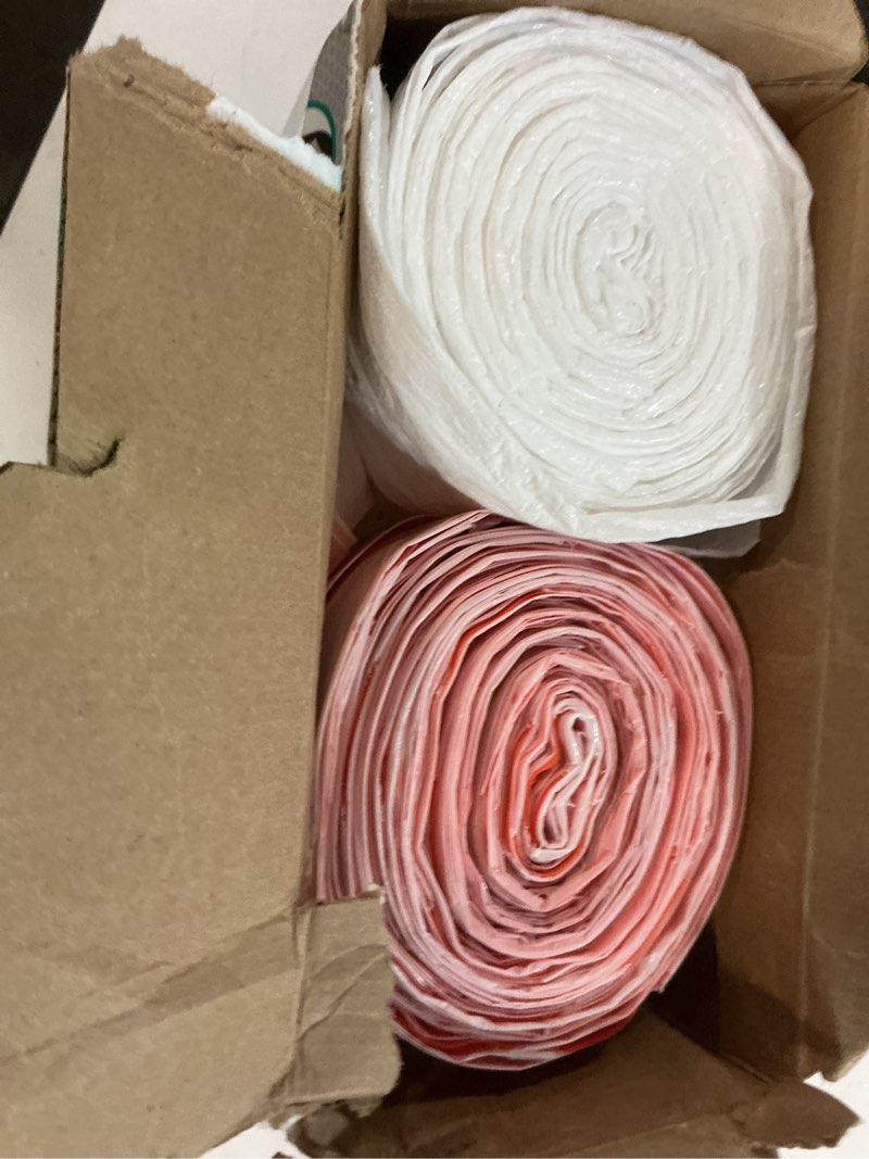 Condition photo showing New/Like New for moxie 13-gallon lavender white plastic kitchen drawstring trash bag (120-count)