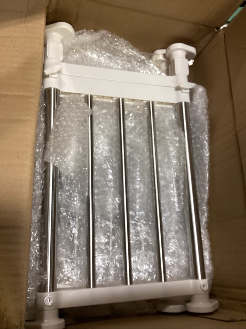 Condition photo showing Good Condition for geetery 4 pcs closet tension shelf rod metal expandable shelf organizer adjustable closet shelves rack diy dividers separators for cabinet storage locker clothes(16.54–23.62 inch)