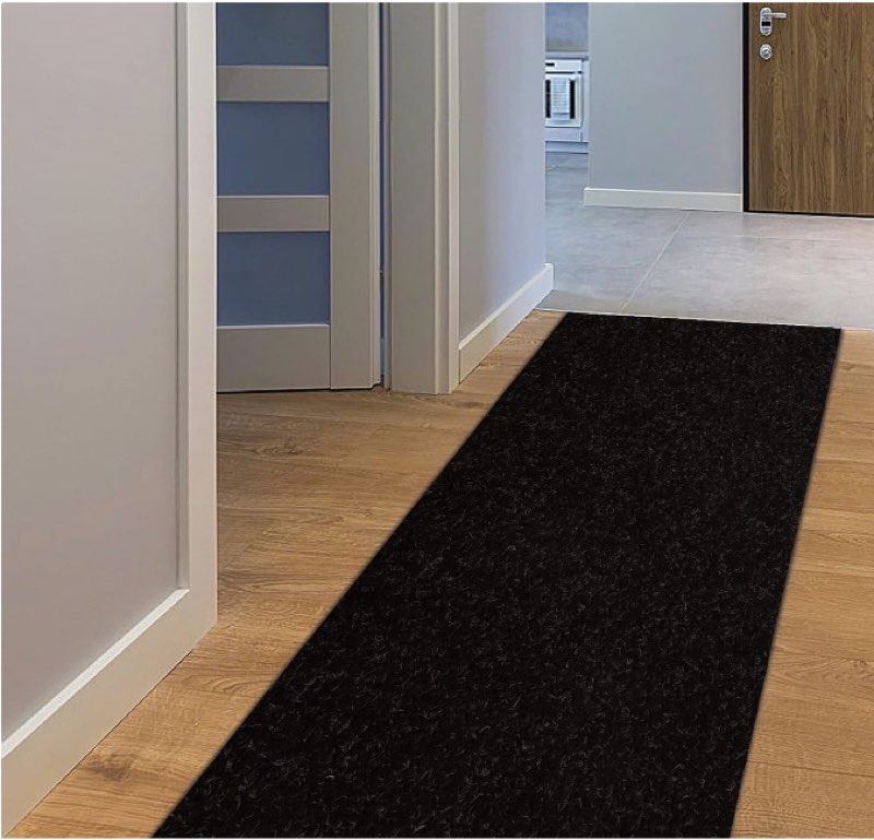 Area rug runner, black, cut to fit, 30.5” wide