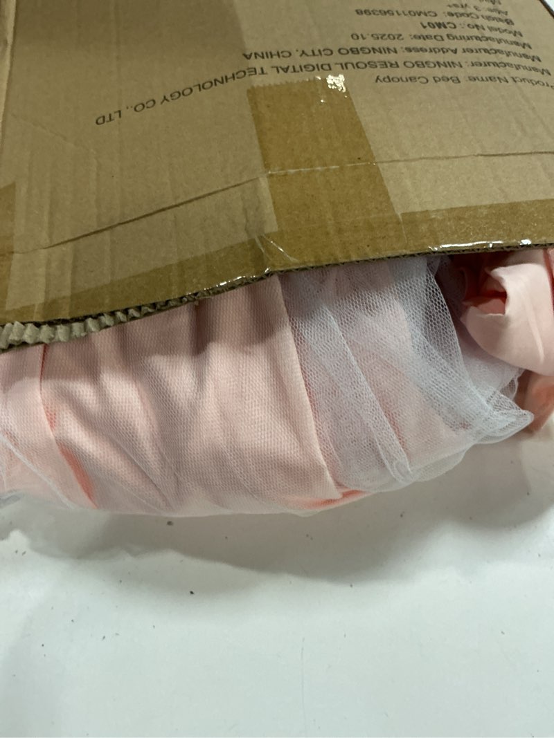 Condition photo showing Good Condition for little dove bed canopy with star lights, double layer canopy for bed, princess play tent for girls room, breathable bed curtain for children reading nook, machine washable, 25.6''x106'', pink
