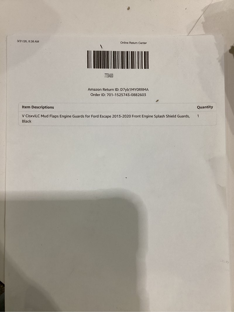 Condition photo showing As Is for engine guards mud flaps for ford fusion 2013 2014 2015 2016 2017 2018 2019 2020 front engine splash shield guards suitable for fusion under engine cover directly replace original one black, not exact, actual car (ford escape 2013-2020