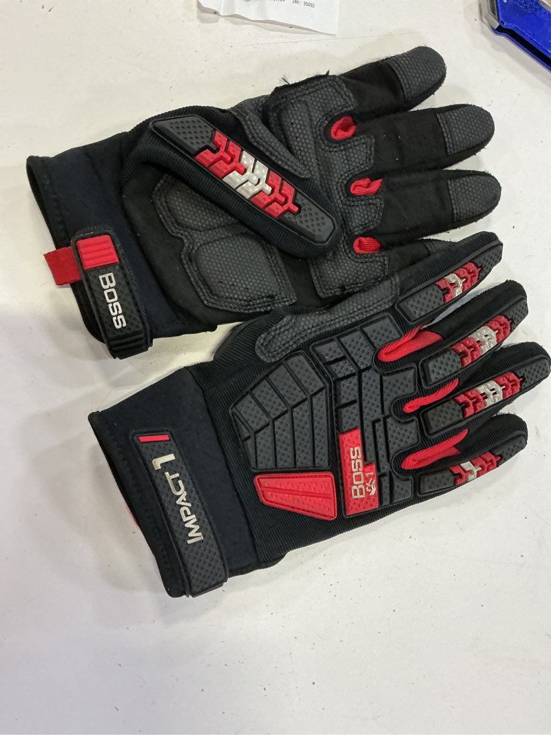 Condition photo showing As Is for boss large black synthetic leather demolition gloves 1 -pairs
