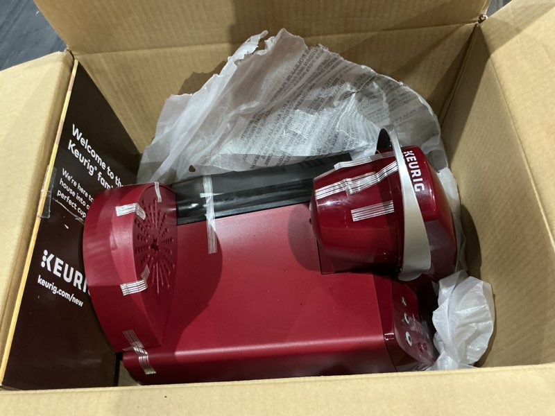 Condition photo showing Good Condition for used similar to color is red keurig k-elite single serve k-cup pod coffee maker, with strength and temperature control, iced coffee capability, 8 to 12oz brew size, programmable, brushed gold