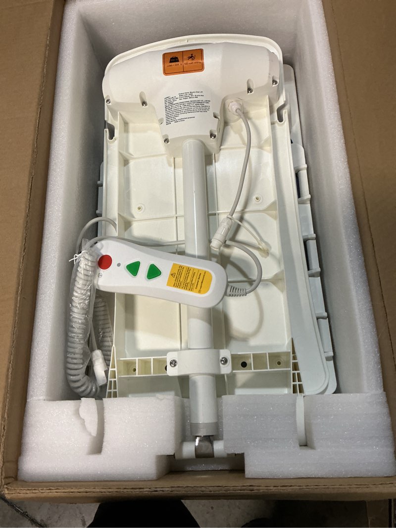 Condition photo showing Good Condition for PERLECARE Electric Chair Lift, 308 lbs Capacity, Floor Lift for Elderly Falls, IP68 Waterproof Bath Lift for Tub, Foldable & Rechargeable Design, Remote Control, for Fall Recovery & Home Care