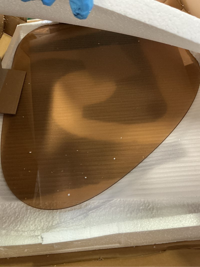 Condition photo showing New/Like New for Coffee Table for Living Room Mid Century Modern Center Table with Glass Top and Oak Wood, Brown/Black Black/Brown 32 Inch