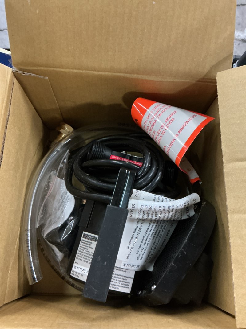 Condition photo showing As Is for everbilt 1/10 hp. transfer pump
