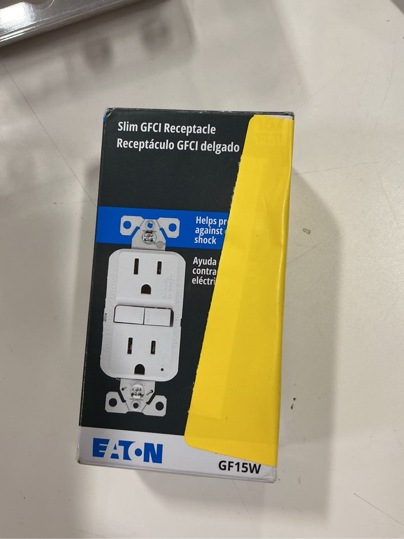 Condition photo showing Good Condition for Eaton 15-Amp 125-Volt GFCI Residential Decorator Outlet, White