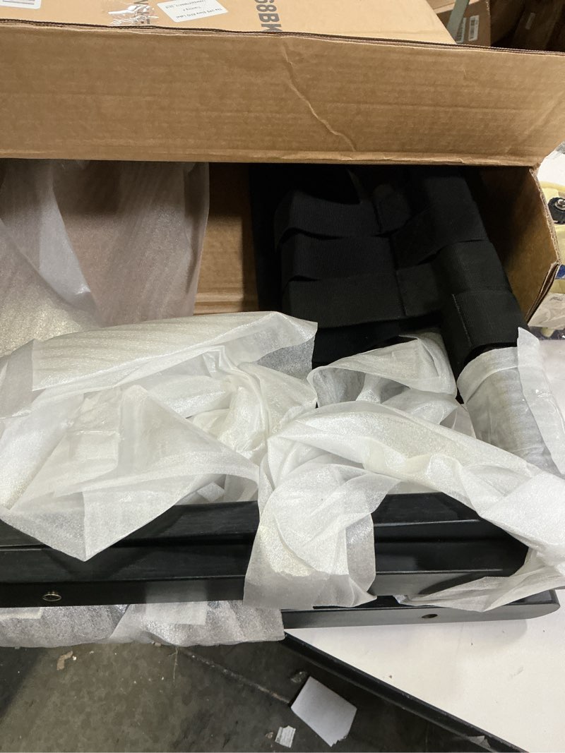 Condition photo showing Good Condition for Fully Assembled Luggage Racks Set of 2, Bamboo Luggage Rack for Guest Room, Foldable Suitcase Stand with Fabric Storage Shelf for Bedroom, Hotel, Holds up to 165 lb, 26.77 x 16.93 x 22.5 Inches, Black Black -2pack