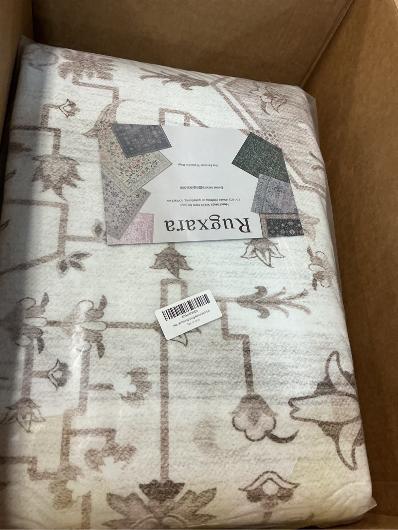 Condition photo showing New/Like New for 8x10 Washable Area Rug for Living Room, Vintage Neutral Extra Large Boho Rugs for Office, Kids Room, Farmhouse, Durable Low Pile Non Slip Carpet for High Traffic Areas, Cream Cream 8' x 10' (Rectangular)