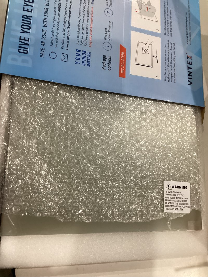 Condition photo showing New/Like New for vintez blue light screen protector for 20, 21.5, 21.6, 22 inch computer monitor and laptop – anti-uv blue light blocking film for desktop pc, eye protection filter, 19.3" x 12.5", 1 pack [1 pack] acrylic 20"-22'' diagonal (16:9/16:10) blue screen for monitor