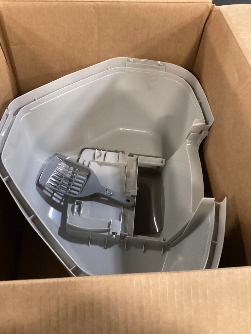 Condition photo showing Good Condition for iris usa corner cat litter box enclosed with scoop - privacy and easy access for cleaning, odor defensive hooded litter tray, sturdy stain resisting plastic, fits in most corners, gray