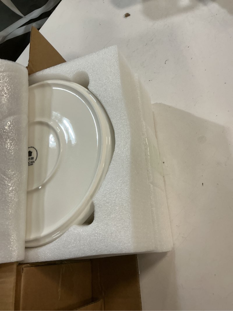 Condition photo showing Good Condition for malacasa 12 pieces porcelain dinnerware set, modern white dish set for 4, premium serving plates and bowls sets, chip and scratch resistant dishware sets kitchen dishes dining ware set, series leah ivory white 12 piece (service for 4)