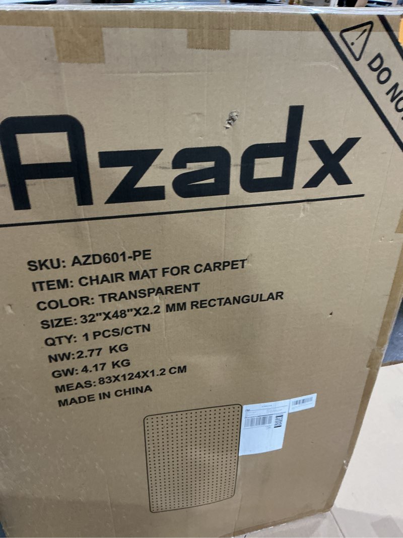 Condition photo showing As Is for Azadx Heavy Duty Office Chair Mat for Carpet 32" x 48" Hard Material Chair Mat for Carpeted Floor Slip Resistant Carpet Protector for Home Office Easy Glide Desk Floor Mat for Office Chair on Carpets