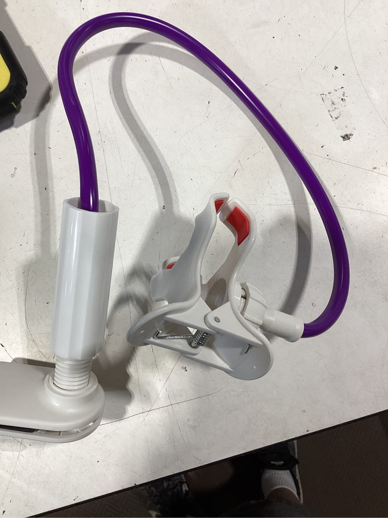 Condition photo showing Good Condition for adjustable feeding tube holder, hands-free gravity syringe holder with flexible gooseneck arm and adjustable clamp base, feeding tube stand for bedside, home & travel (purple)