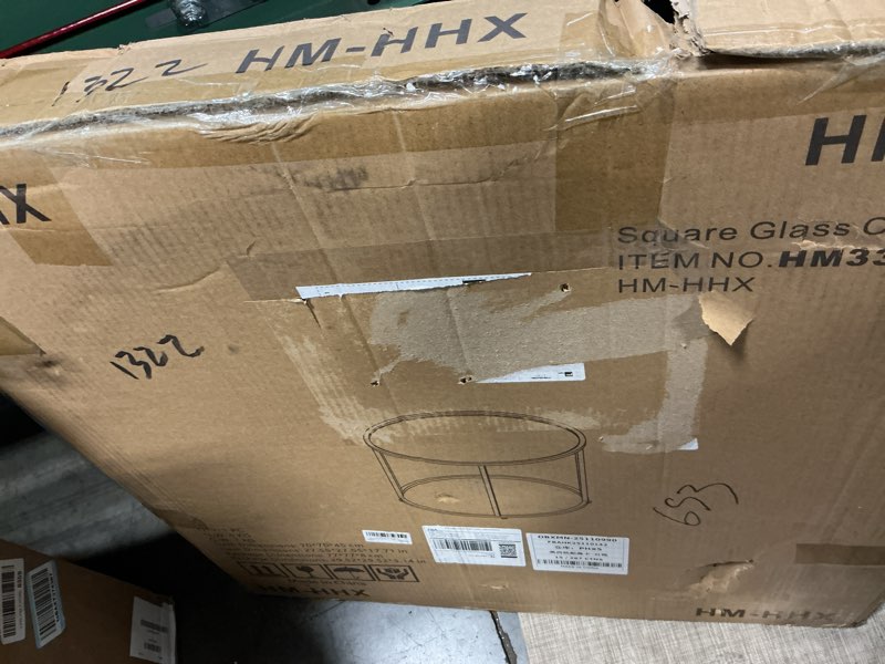 Condition photo showing Good Condition for round coffee table,small black coffee table for living room,27" modern center table,glass top clear coffee table with sturdy metal frame for for living room home office, easy assembly,black black round