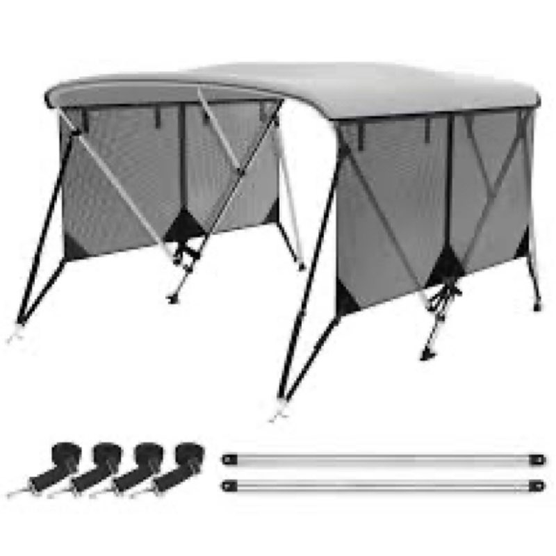 leader accessories 3 bow 4 bow bimini top cover for boat with mesh sidewalls includes 4 straps 2 rea