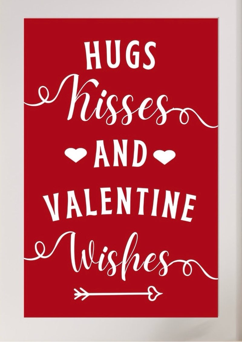 Romantic Valentine's Day Wall Art: Hugs, Kisses, Wishes 11x14 inch