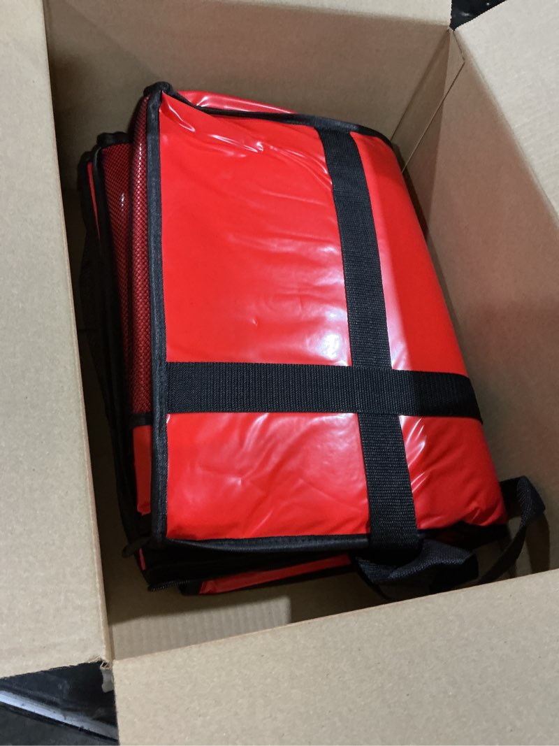 Condition photo showing As Is for cherrboll Insulated Food Delivery Bag -23"x14"x15", Premium Large Commercial Catering Bag for Food Transport, Thermal Food Carrier with Side Pockets, Extra Strength Zipper & Thick Insulation, Red