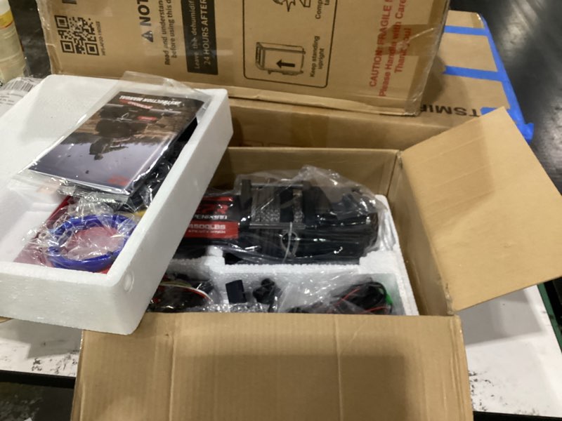 Condition photo showing New/Like New for openroad 4500 lb atv/utv winch,12v towing off-road electric utv winch with 1/4"×50' synthetic rope,wireless remote and rubber stopper (4500lb with synthetic rope) 4500lb black