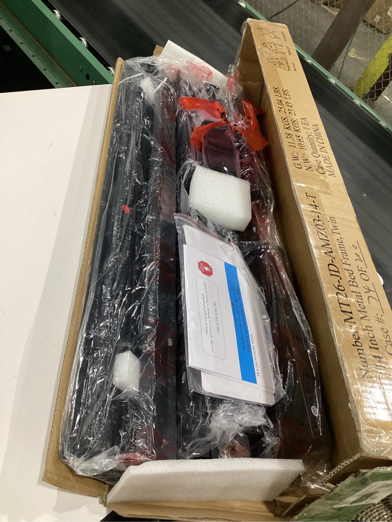 Condition photo showing Good Condition for 4 Inch Twin Bed Frame Low Profile, Heavy Duty Metal Platform Bed Frame with Round Corner Legs, Sturdy Mattress Foundation, No Box Spring Needed, Easy Assembly, Noise Free, Black Twin 4 Inch