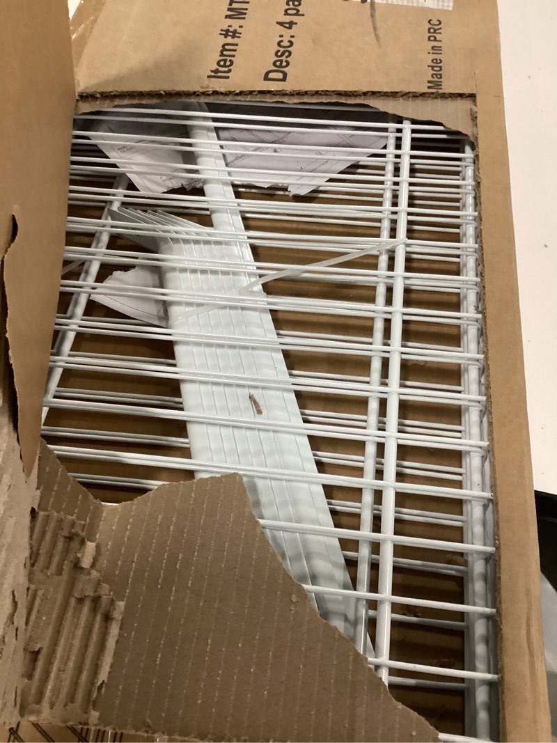 Condition photo showing Good Condition for Closet Shelves Wall Mounted, 4 Pack 4 ft x 12 in White Wire Shelving Kit, Metal Wall Shelf Organizer for Home, Pantry, Laundry Room Storage 4 ft x 12 in-4 Pack