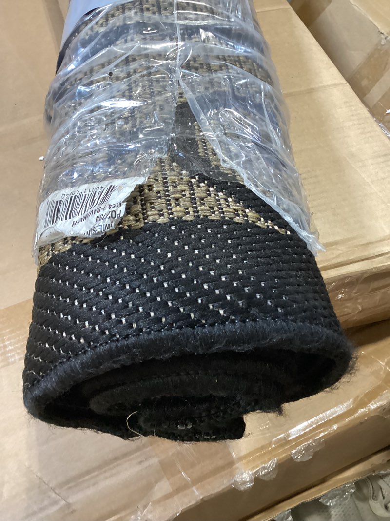 Condition photo showing As Is for jonathan y vintage filigree indoor outdoor area rug 8x10 black/khaki, madrid textured weave for backyard, patio, porch, easy-cleaning, high traffic, pet-friendly, non-shedding (smb107a-8) black/khaki 8' x 10' (rectangular)