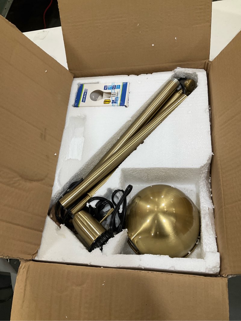 Condition photo showing Good Condition for DINGLILIGHTING DLLT Metal Floor Lamp, Adjustable Swing Arm Reading Standing Lamp, 9W Modern Pole Light Brass Task Lighting for Living Room Bedroom Office Home Decor, E26 Bulb Included, Gold