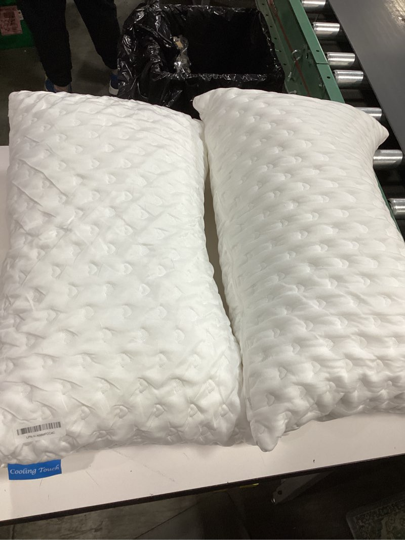 Condition photo showing Good Condition for side sleeper pillow for adults, valentine's days gifts, cooling curved pillow for neck & shoulder comfort, adjustable shredded memory foam loft, extra fill included, queen size set of 2 queen size - 2 pack