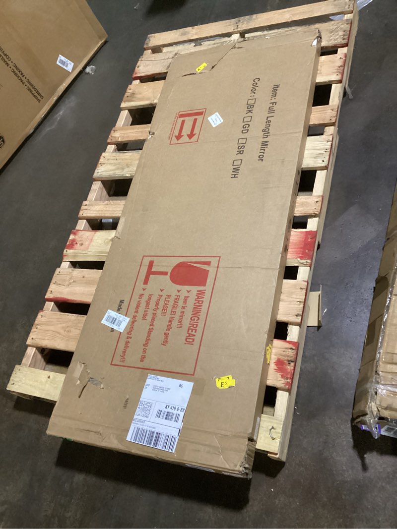 Condition photo showing As Is for Full Length Mirror, 63"x24" Full Body Mirrors, Flannel Floor Mirrors with Stand, Irregular Wavy Mirror Hanging or Leaning Against Wall for Bedroom Living Room, Black Irregular-black 63"L x 24"W