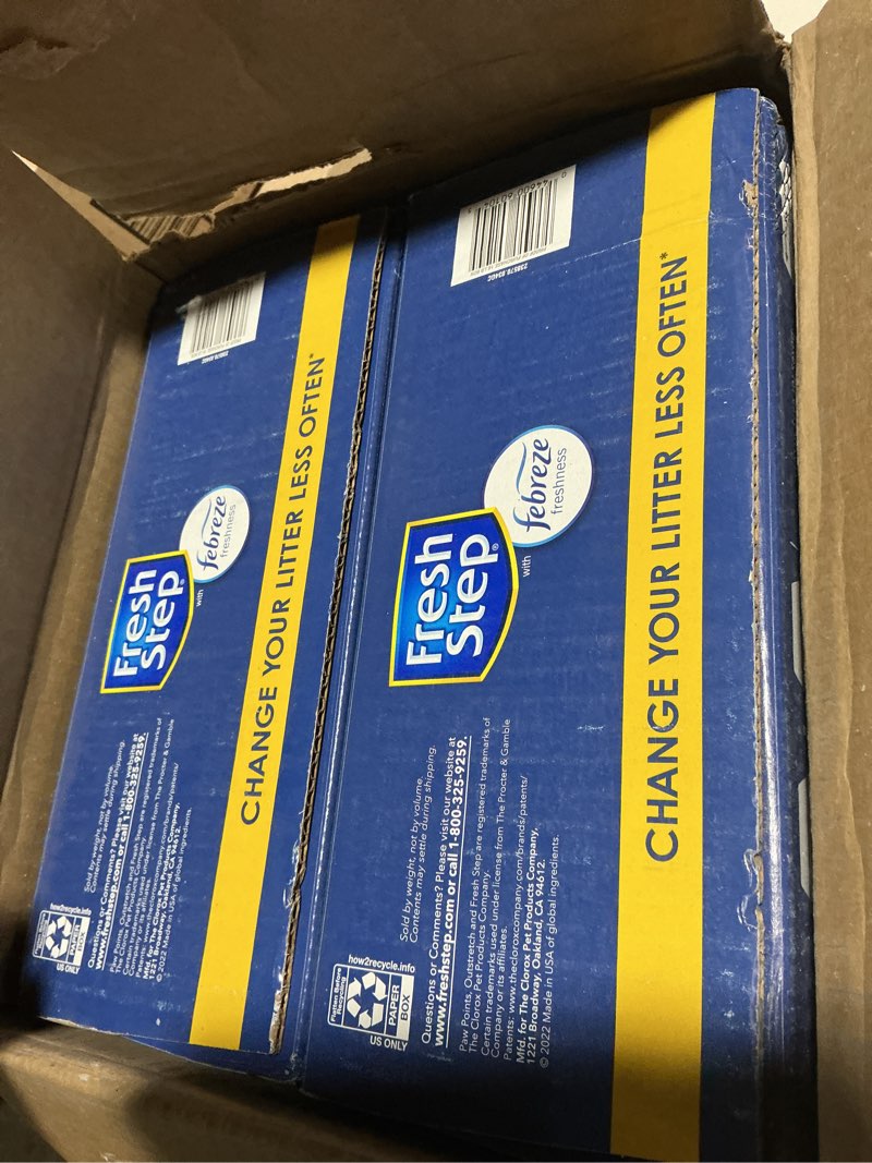 Condition photo showing Good Condition for Fresh Step Ever Fresh Advanced Multi Cat Clumping Litter with Febreze Freshness, 16 lb Each, Pack of 2 (Package May Vary) Febreze Clean Scent