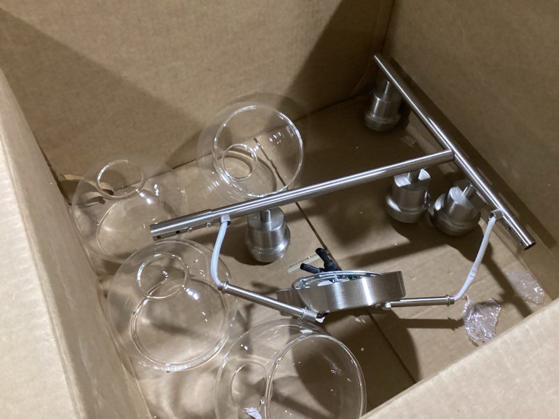Condition photo showing As Is for Similar 4-Light Bathroom Light Fixtures, Clear Glass Globe Shade, Modern Vanity Lights for Bathroom Living Room Hallway Bedroom,