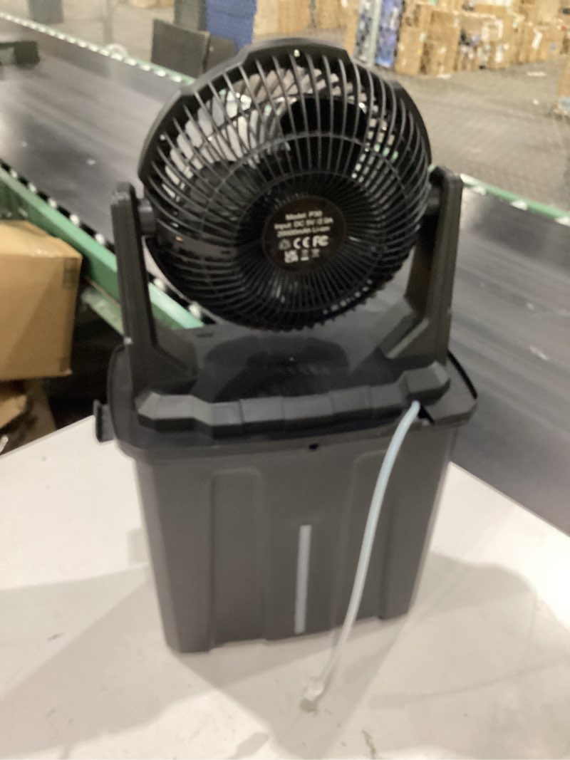 Condition photo showing New/Like New for ausic portable misting fan, 9l 10-inch outdoor mist fans for outside patios cooling, 20000mah rechargeable battery fan with water box, 3 strong winds, 3 spray mister, camping/beach summer essentials 20000mah black