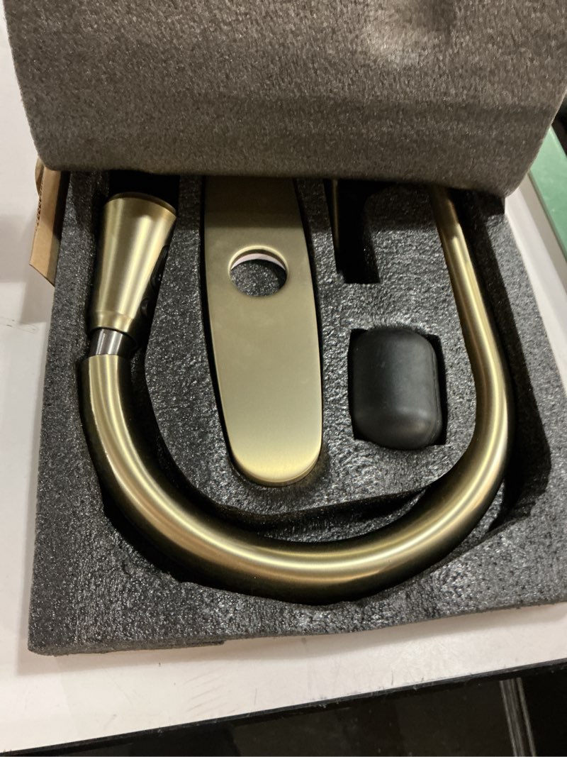 Condition photo showing Good Condition for Kitchen Faucet with Pull Down Sprayer Brushed Gold, High Arc Single Handle Kitchen Sink Faucet with Deck Plate, Stainless Steel Faucet for Kitchen Sink for Farmhouse Laundry Rv Brushed Gold?Upgrade?